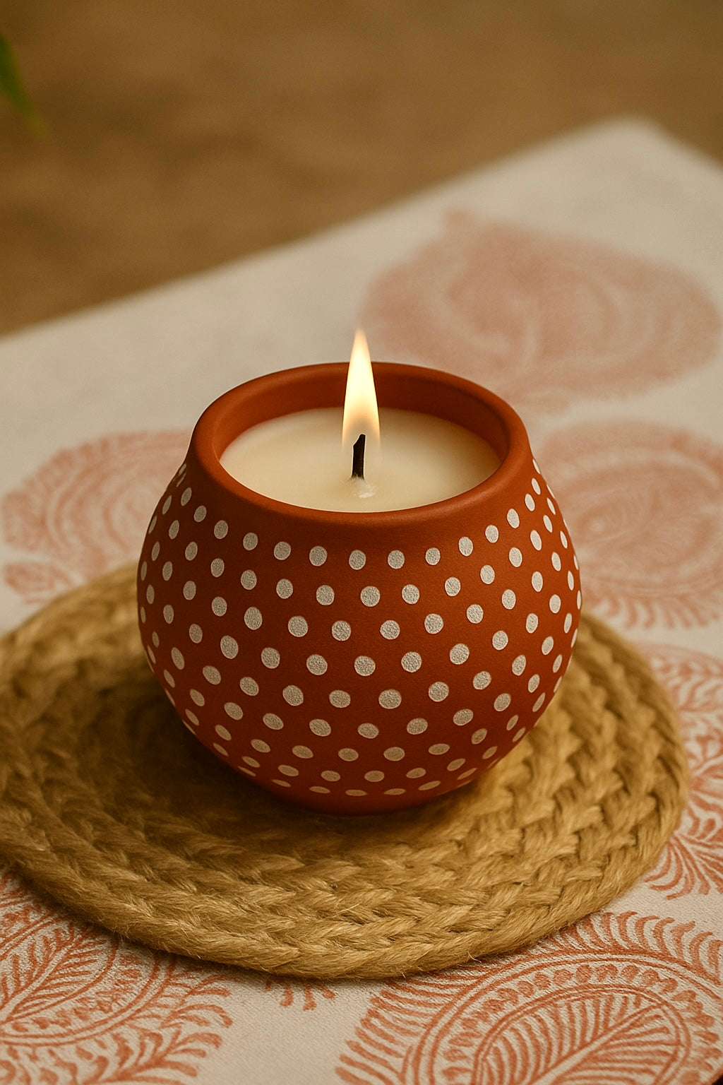 Clay pot candle
