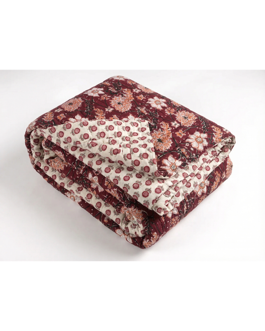 BORDEAUX BOTANICA | Quilted quilt 260 x 225 cm