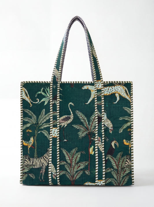 FOREST DARK GREEN Cotton quilt bag