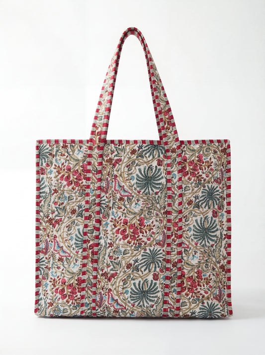 FLOWER PINK Cotton quilt bag