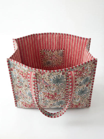 FLOWER PINK Cotton quilt bag