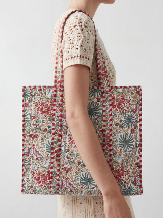 FLOWER PINK Cotton quilt bag