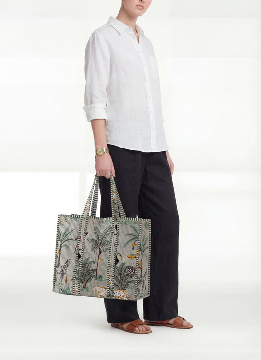 STORM GREY Cotton quilt bag