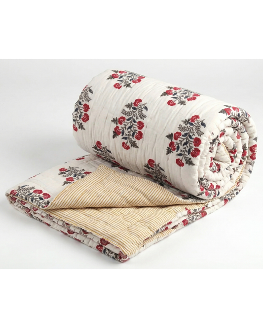 GOLDEN BLOSSOM | Quilted quilt 260 x 225cm