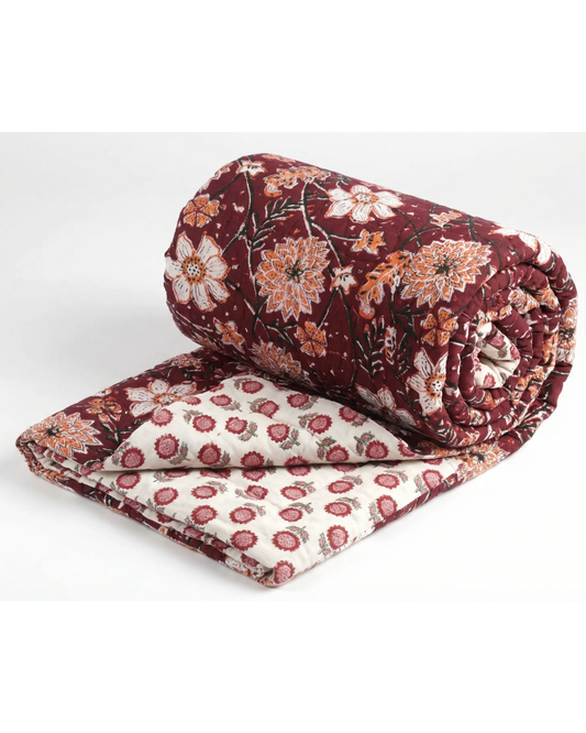 BORDEAUX BOTANICA | Quilted quilt 260 x 225 cm