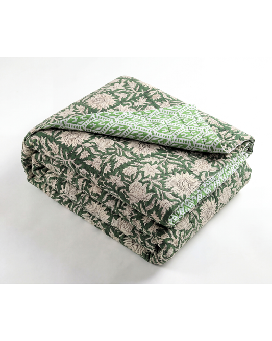 GREEN HARMONY | Quilted quilt 260 x 225 cm